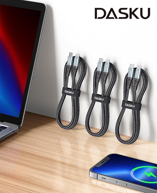 iPhone Cable Fast Charging 6FT USB C Lightning Cable 3 Pack 6 Foot Nylon - Image 7