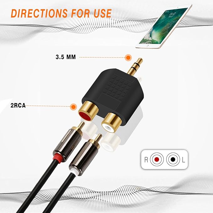 ANDTOBO 3.5 mm TRS to Dual RCA F, 3.5mm Stereo Male to Dual RCA Female Audio - Image 4