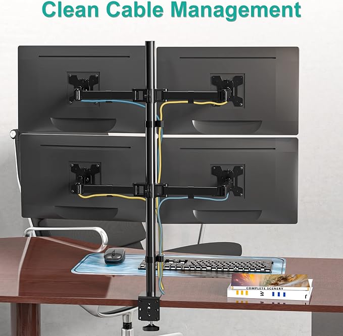 WALI Quad Monitor Desk Mount, 4 Monitor Stand Fits Heavy Duty Computer Screen - Image 9