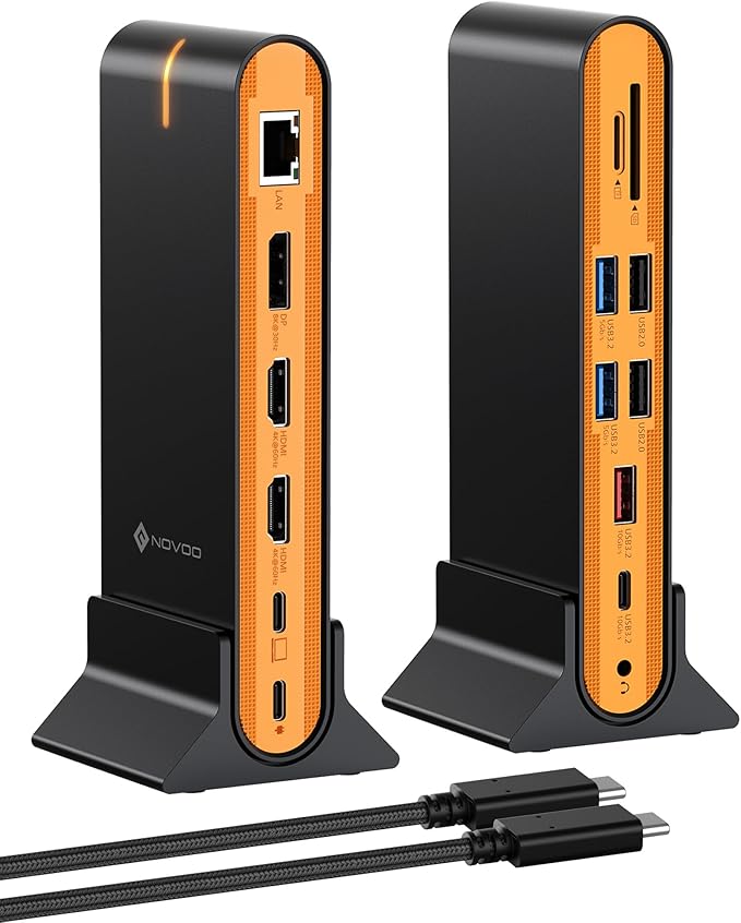 NOVOO 15-in-1 Vertical/Horizontal USB C Docking Station Triple Monitor – - Image 8