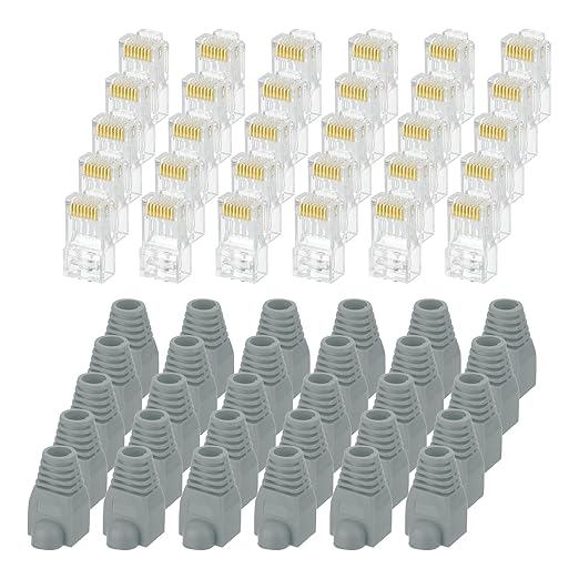 MECCANIXITY 30pcs Cat6 RJ45 Pass Through Connectors, RJ45 Connector 8P8C Gold by MECCANIXITY