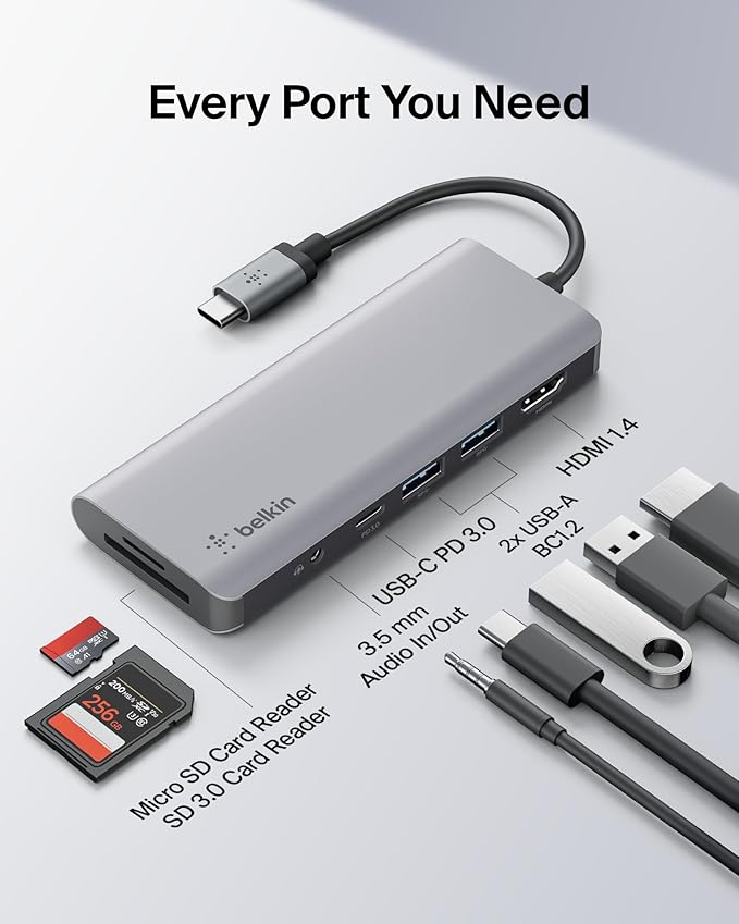 Belkin USB-C Hub, 7-in-1 MultiPort Docking Station - Image 3