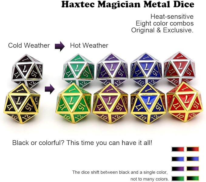 Haxtec Color Changing ByTemperature Metal DND Dice Set Polyhedral D&D Dice - Image 7