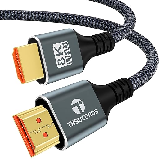 8K 4K HDMI Cable 6.6FT, High Speed Braided HDMI to HDMI 2.1 Cord Supports by Thsucords