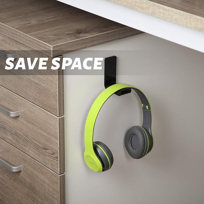 Weewooday 4 Pieces Headphone Hanger Holder Desk Adhesive Headphone Hook Wall - Image 5
