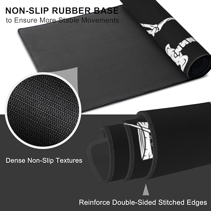 Mouse Pad, Large Skeleton with Cocktail Desk Mat, Extended Non-Slip Gaming - Image 3