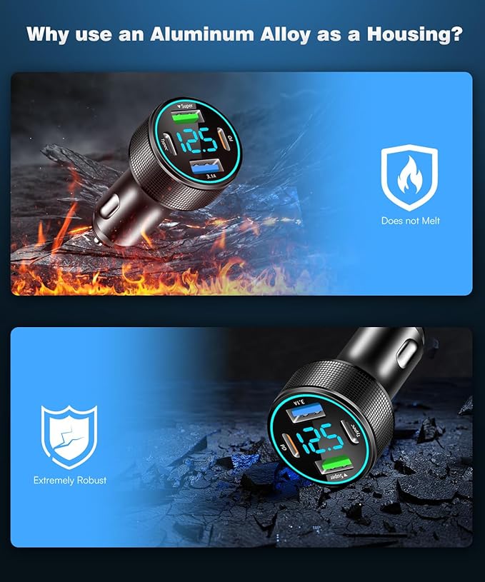 2 Packs of 66W USB C Car Charger 4 Port Car Charger Adapter - Image 6