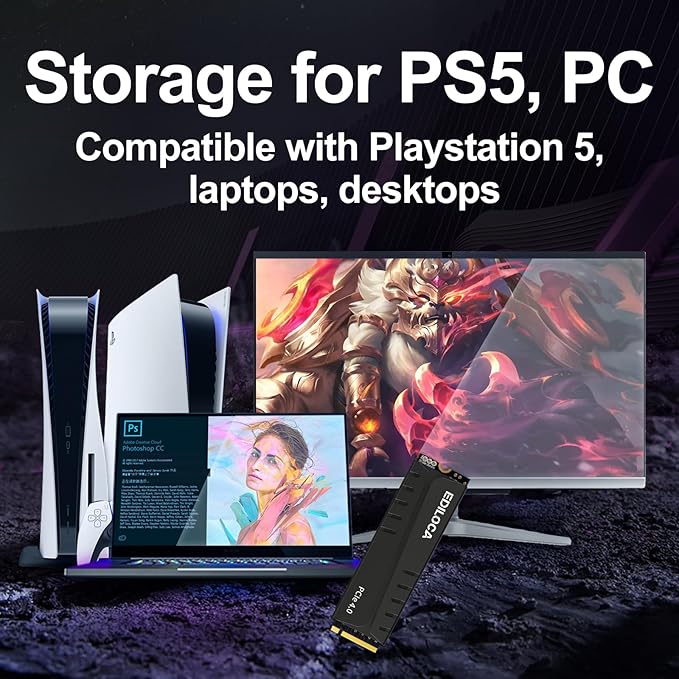 500GB PS5 SSD with Heatsink PCIe Gen4 NVMe M.2 Gaming SSD, 7400MB/s Read - Image 7