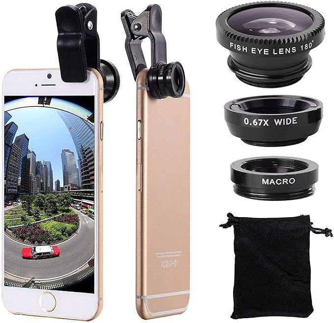 3 in 1 Cell Phone Camera Lens Kit Wide Angle Macro Fisheye Lens Universal by ANJIELOSMART