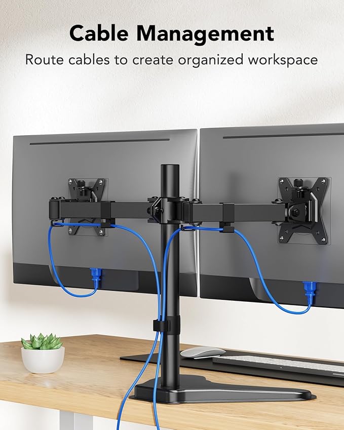 HUANUO 32 inches Dual Monitor Stand up to 17.6lbs per Arm, High-Grade Aluminum - Image 6