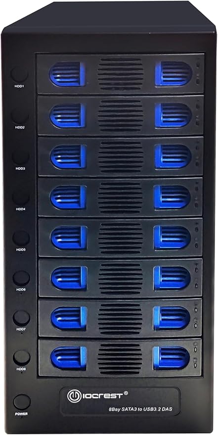 8 Bay Tool Less Tray Hot Swapable 2.5" and 3.5" SATA Hard Drive External USB-C - Image 3