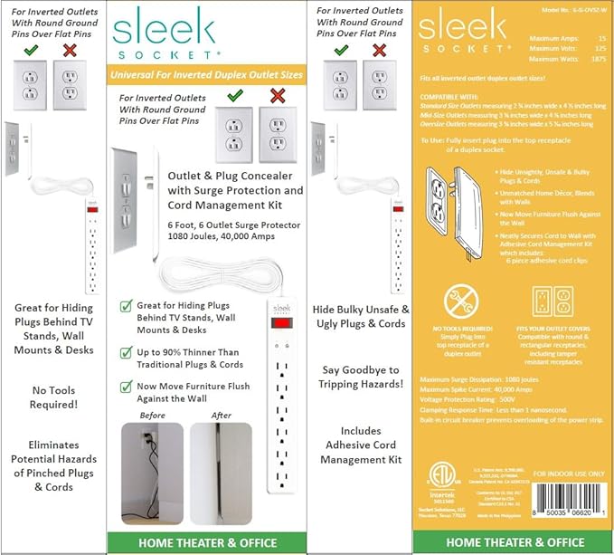 Sleek Socket Original & Patented Ultra-Thin Outlet Concealer - Image 5