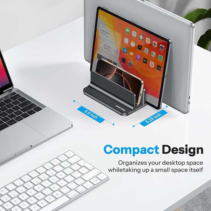 OMOTON 3-Slot Vertical Laptop Stand, Desktop Aluminum Stand - Image 5