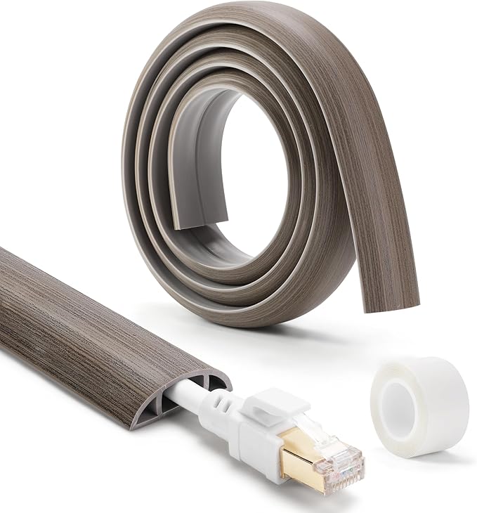 Floor Cord Cover 6ft, Cord Hider Floor Gray Wood, Cable Management Prevent Trips - Image 4