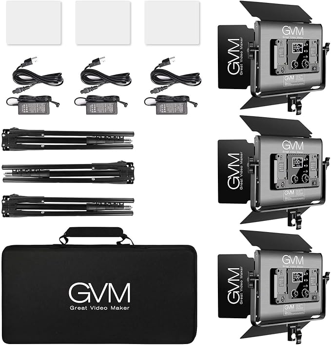 RGB Full Color LED Video Light, GVM 3 Pieces Photography Lighting Kit - Image 6