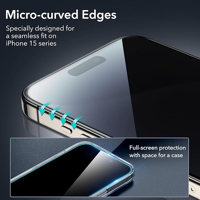 ESR 3+1 Pack for iPhone 15 Pro Privacy Screen Protector Set, Anti-spy - Image 3