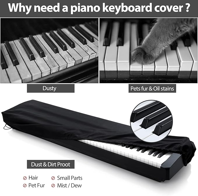 61 Keys Piano Keyboard Dust Cover, Adjustable Electric Piano Keyboard Covers - Image 5