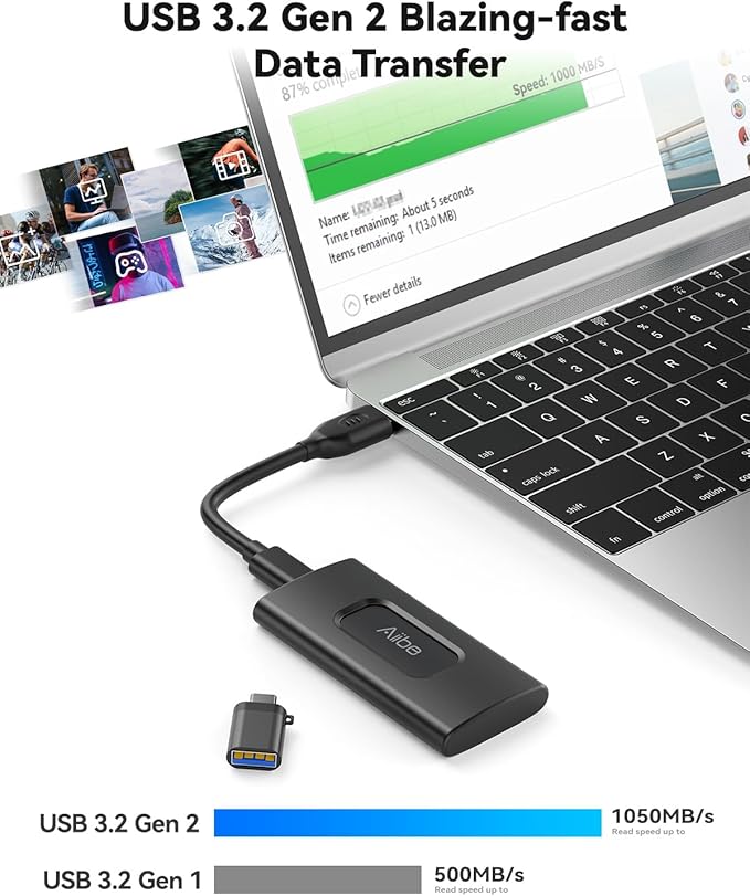 Aiibe 500GB External Solid State Drive USB C Portable SSD USB 3.2 Gen 2 - Image 2