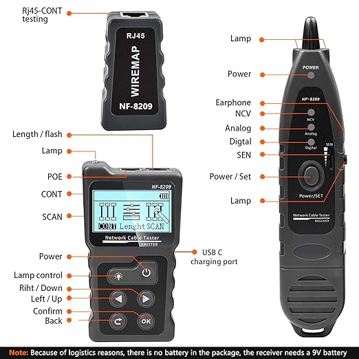 NF-8209 Network Cable Tester for POE Test/CAT5e/CAT6/CAT6a LAN Ethernet Wire - Image 7