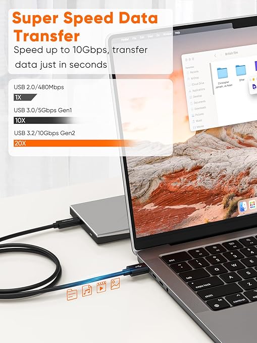 CableCreation USB C to USB A Cable 5FT, Type C to USB 3.1 USB 3.2 Gen2 10Gbps - Image 3