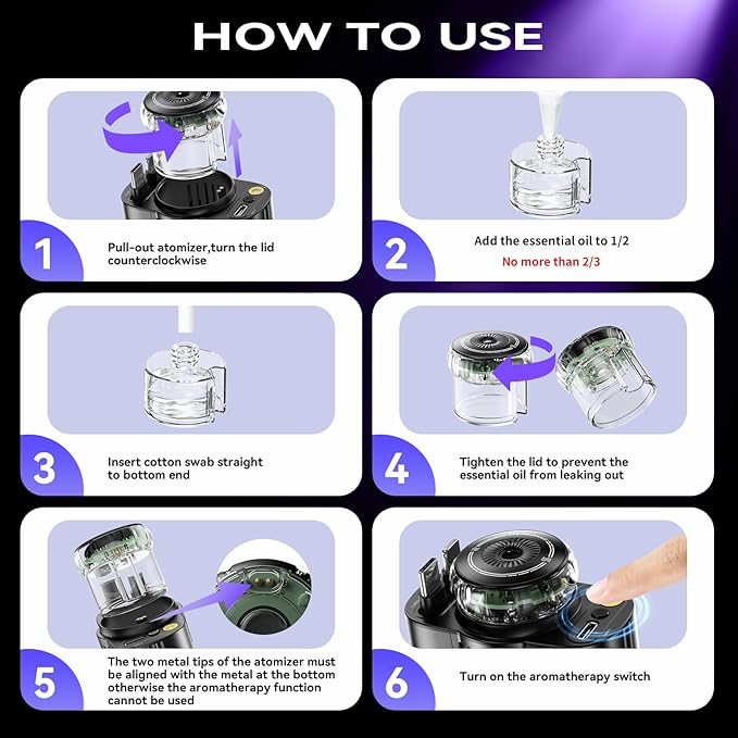 Retractable Car Charger with Aromatherapy and Starlight, 5 in 1 USB C Car - Image 6