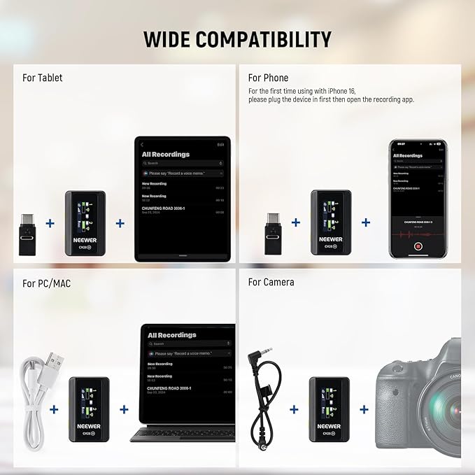 NEEWER CM28 Wireless Lavalier Microphone System, 1 Click Noise Canceling - Image 7