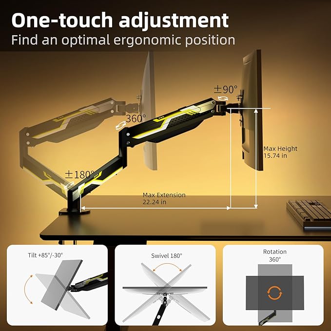 Suptek Monitor Mount Gas Spring Arm Desk Mount Stand - Image 3