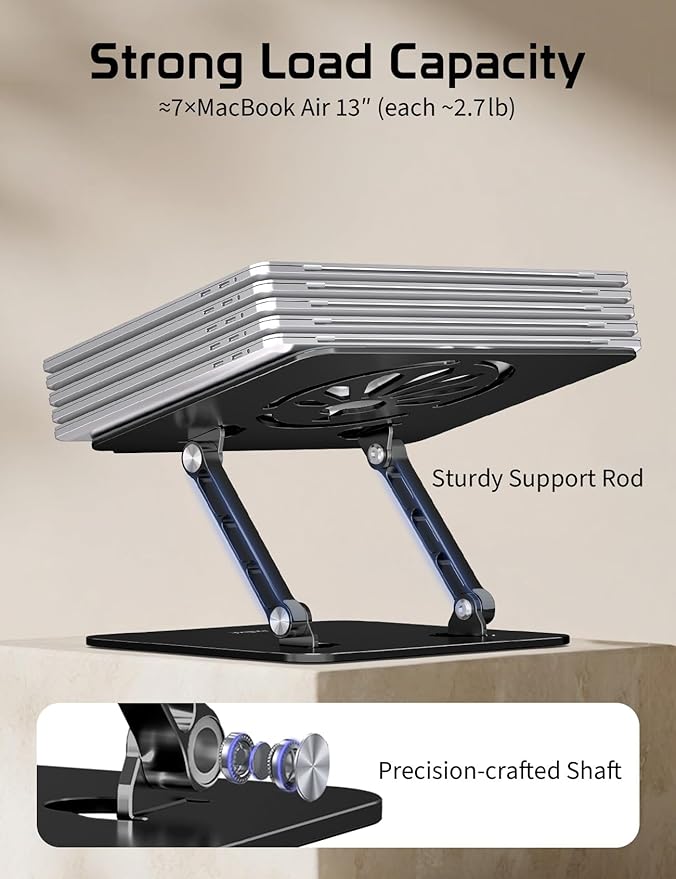 Aluminum Laptop Stand for Desk – Adjustable Ergonomic Laptop Riser, Foldable & - Image 4