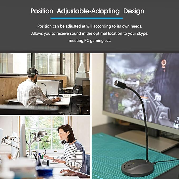 JOUNIVO USB Microphone, 360 Degree Adjustable Gooseneck Design, Mute Button & - Image 6