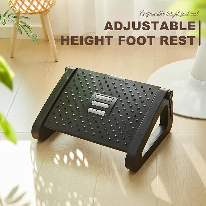 2 Pcs Foot Rest for Under Desk at Work, Ergonomic 6 Heights Adjustable Footrest - Image 7