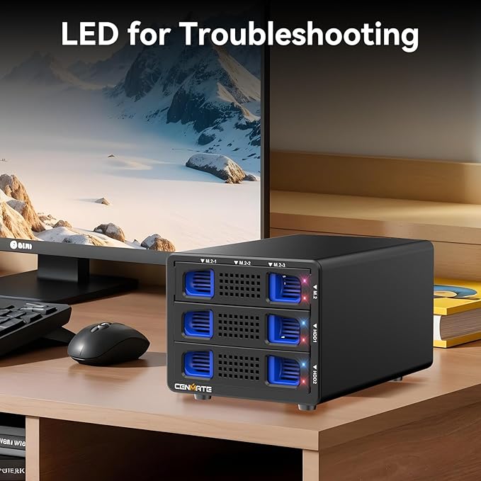 Hybrid 2*2.5/3.5" SATA HDD/SSD+3* M / B+M Key M.2 NVMe Enclosure - Image 9