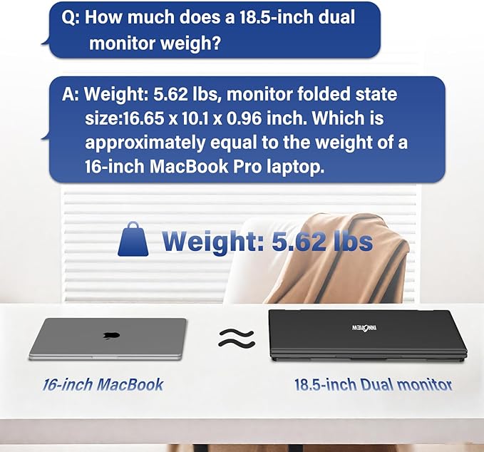 InnoView 18.5" 100Hz Dual Portable Monitor Built-in Speakers 115% sRGB - Image 8