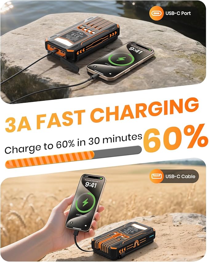 SOARAISE-Solar-Charger-Power-Bank - 48000mAh Wireless Portable Charger Built-in - Image 4