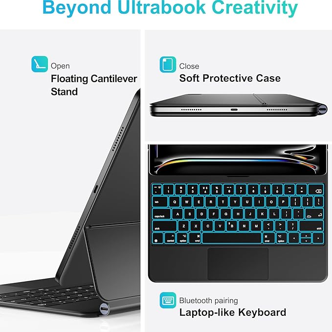 Keyboard Case for iPad Pro 11 Inch 2024, Ultra-Slim Magic Keyboard - Image 2