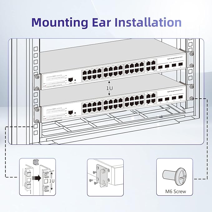 1U Rack Mount Kit for Cisco Switches Rack Ears for Catalyst 3750/3750G/3750V2 - Image 3