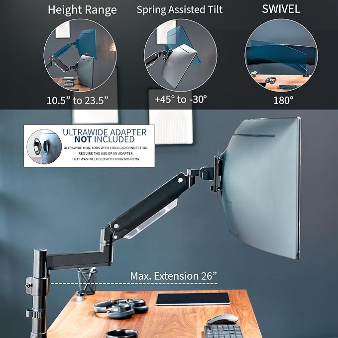 VIVO Premium Aluminum Tall Extended Monitor Arm - Image 6