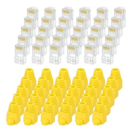 MECCANIXITY 60pcs Cat6 RJ45 Pass Through Connectors, RJ45 Connector 8P8C Gold by MECCANIXITY