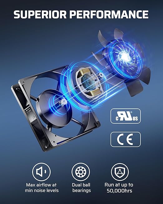 DEWENWILS 120V AC Fan, Waterproof Exhaust Fan 120mm, 13W 2800RPM 60CFM - Image 4