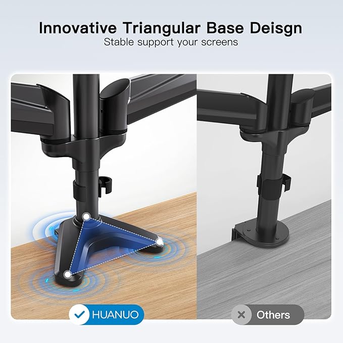 HUANUO Triple Monitor Mount for 17 to 32 inch Screens, Gas Springs Adjustment - Image 5
