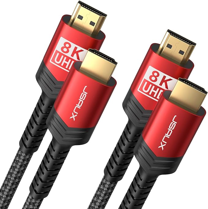 JSAUX 8K HDMI Cable 2.1 2 Pack 6ft, 48Gbps Ultra High Speed HDMI Cable Braided by JSAUX
