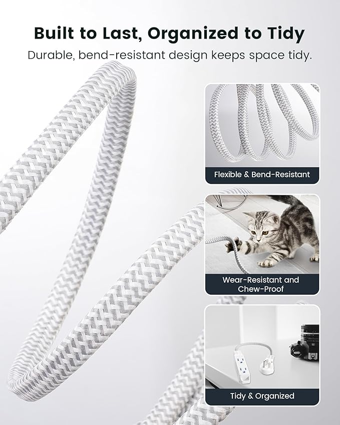 SURAIELEC 1FT Extension Cord, 360° Rotating Flat Plug Extension Cord Flat Wall - Image 3