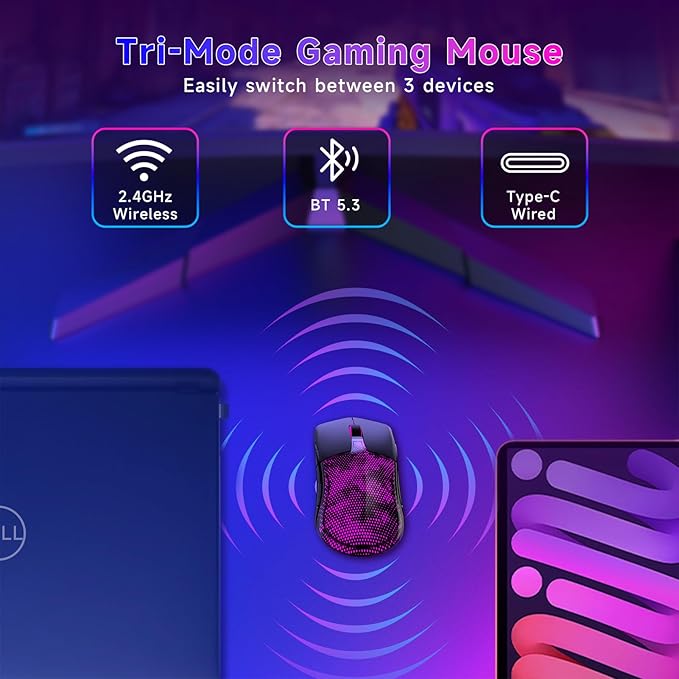FFJ Master02 Wireless Gaming Mouse, 12000 DPI, Tri-Mode 2.4G/USB-C/Bluetooth - Image 7