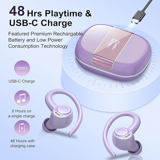 Wireless Earbuds Bluetooth 5.3 Headphones Sports, 48Hrs Playtime Bluetooth - Image 4