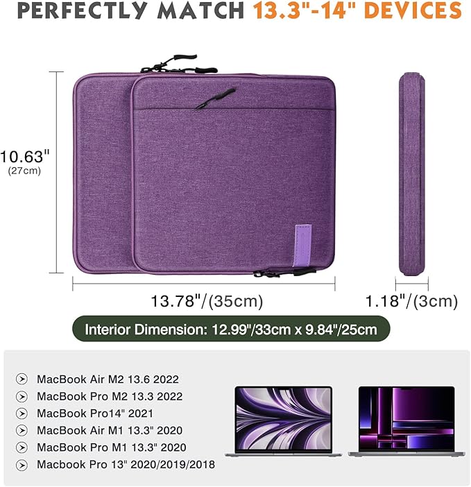 MoKo Laptop Sleeve Bag for 13.3-14 Inch, Notebook Carrying Case - Image 2
