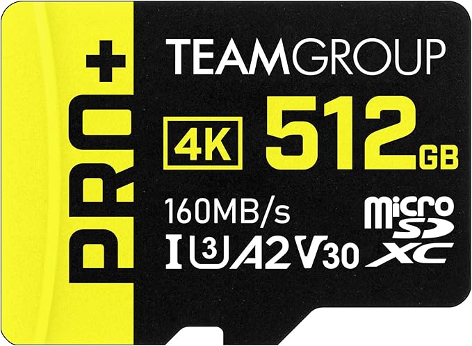 TEAMGROUP A2 Pro Plus Card 512GB Micro SDXC UHS-I U3 A2 V30, Read/Write up to by TEAMGROUP