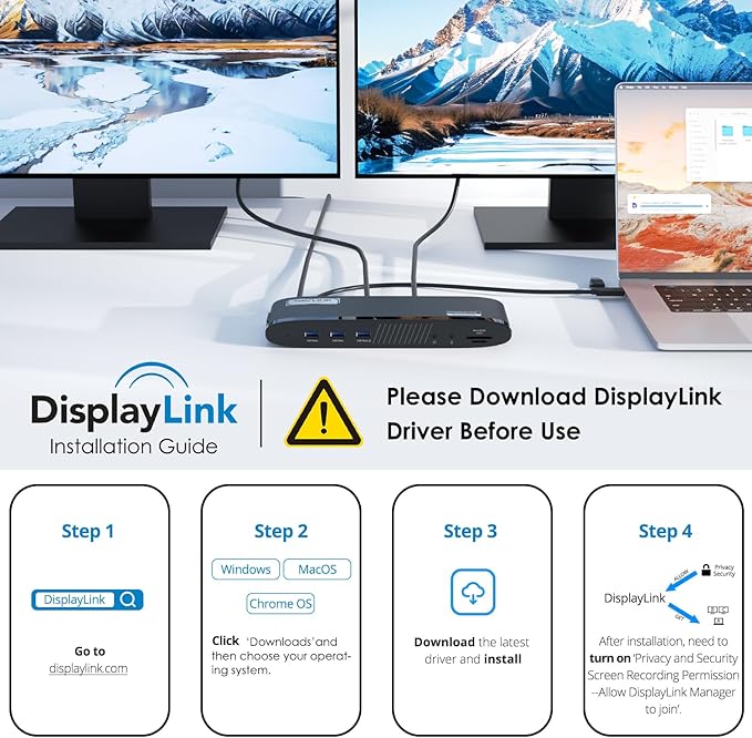 WAVLINK DisplayLink Docking Station 3 Monitors, USB-C Laptop Dock Dual 2K + 4K - Image 7