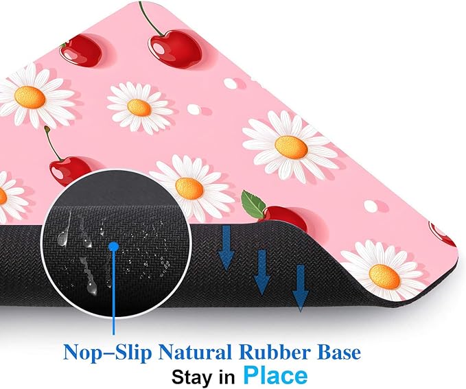 Pink Daisy Cherry Mouse Pads for Desk, Portable Wireless Computer Mouse pad - Image 4