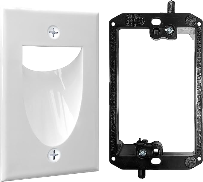 BestMounts - 1 Pack In Wall Cable Management Kit - Recessed Wall Plate Cable by BestMounts