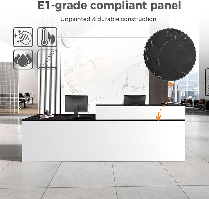 Reception Desk with Counter, Modern Front Desk Reception Counter with Keyboard - Image 3