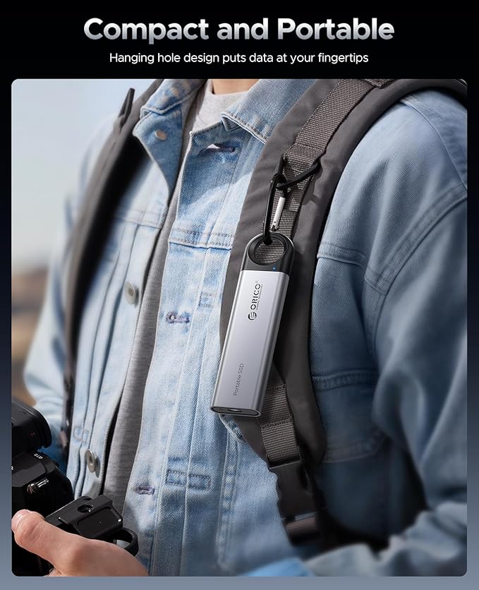 ORICO 4TB Portable SSD, Hanging Hook Design, Plug & Play, USB-C & A 2-in-1 Cable - Image 3